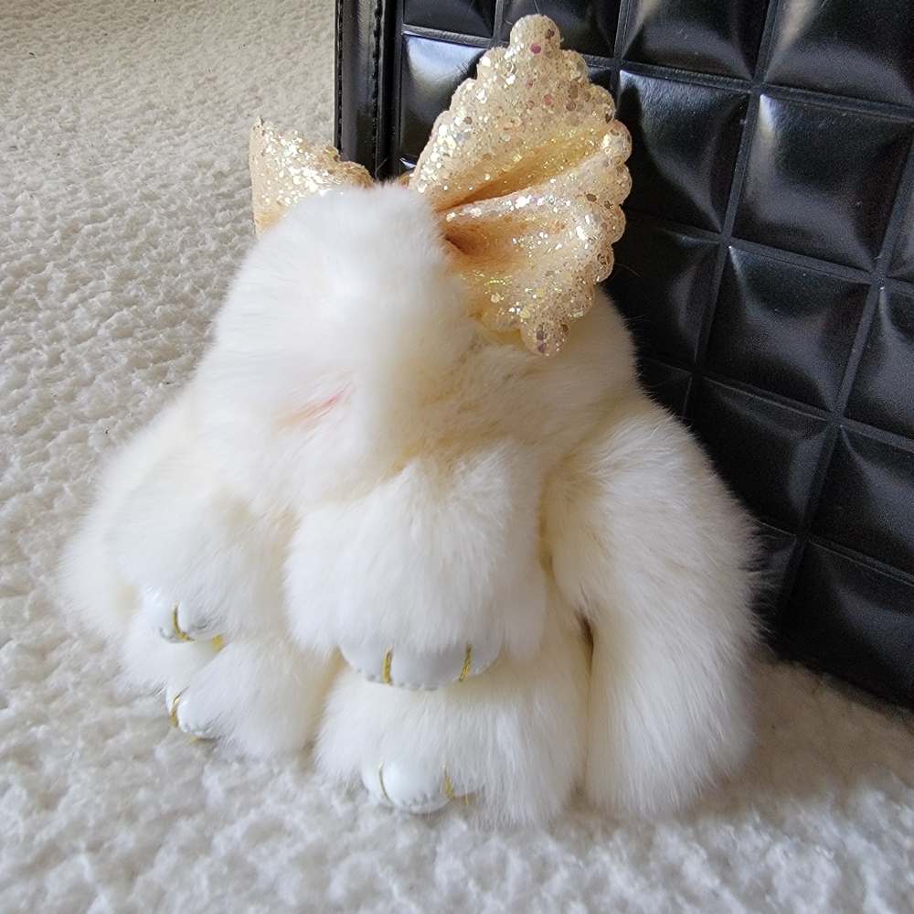 Fluffy Bunny Bag Charm Real Rabbit Fur - Picture 4 of 13